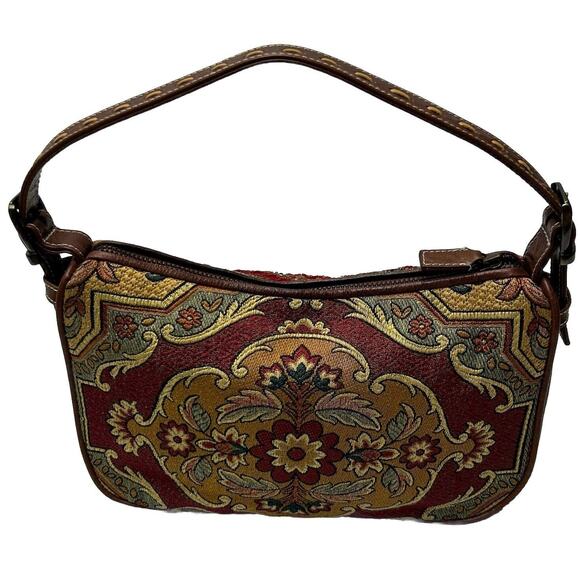 Isabella Fiore Floral Tapestry Glass Bead Embellished Leather Shoulder Bag - Picture 2 of 16